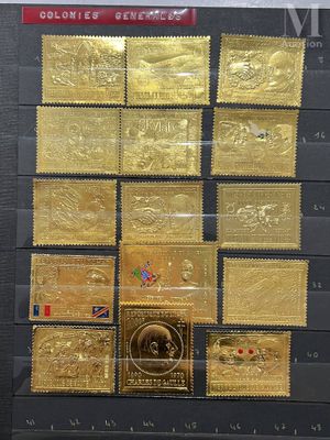 gold plated coins are displayed on a display in a museum