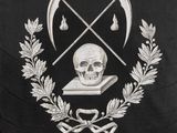 an image of a flag with a skull and two crossed swords on it
