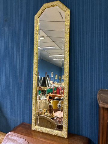 Miroir vertical cadre doré de manufacture moderne, miroir biseaut