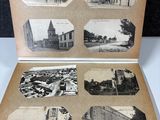 an old black and white photo of a book with pictures of a church