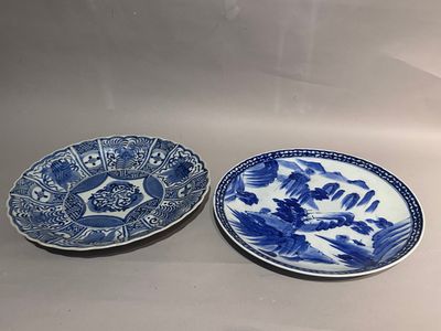 pair of chinese blue and white plates