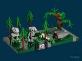a lego model of a jungle scene with a man and a woman