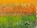 an image of a painting of an orange and green field