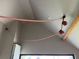a light that is hanging from the ceiling in a room