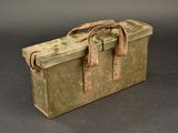 a green suitcase with a brown handle on a black background