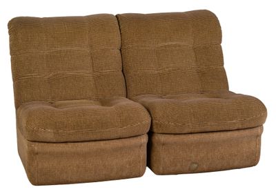 the two recliners are sitting side by side on a white background