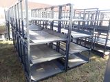 a lot of empty metal shelves in the grass