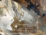 an image of a painting of a man in a boat on the water
