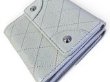grey leather wallet on white background with clipping for card holder