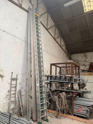 a ladder that is leaning against a wall in a building