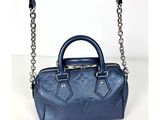 louis vu vu blue leather handbag with chain strap
