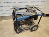an image of a portable generator on wheels in front of a wall