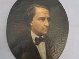 tableau représentant un homme en smoking, vêtu d'un costume noir et d'un nœud papillon