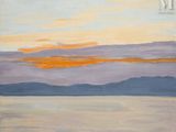 an image of a painting of a sunset over a body of water
