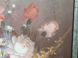 a painting of flowers in a vase on a table