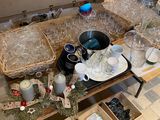 a table that has a lot of items on it