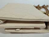 chanel beige quilted leather wallet purse with chain strap