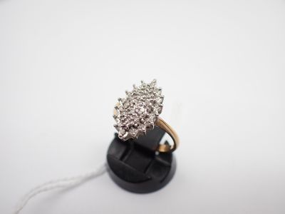 Bague marquise en or et pierres, poids 4,7g, TDD 53 - Photo 1