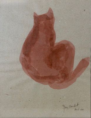 Jean CARDOT (1930-2020) Le chat Aquarelle sur papier.