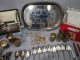 a table with silverware and silverware on it