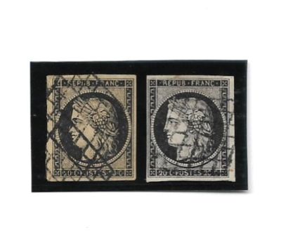 deux timbres avec la photo d'un homme et d'une femme