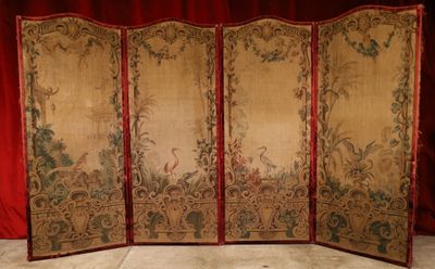 an image of a room divider with a red curtain in the background