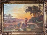 tableau représentant un homme et une femme dans un décor désertique