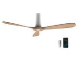 a close up of a ceiling fan with a remote control