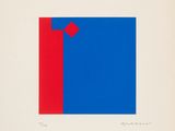an image of a blue and red square with a red corner