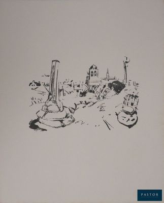 une image représentant un dessin en noir et blanc de bateaux dans un port