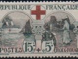 an image of a stamp with a red cross on it