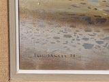 an image of a painting of a snowy landscape with mountains in the background