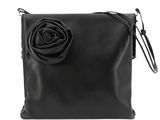 a black purse with a rose on the front