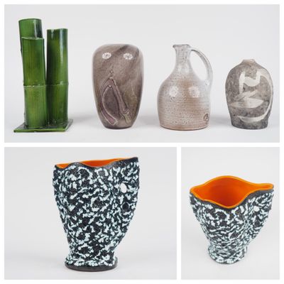 Plusieurs types de vases sont représentés dans un collage