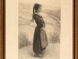 an image of a drawing of a woman standing in a field
