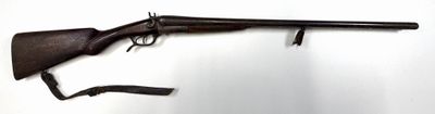 rifle on a white background with a black handle and a black strap