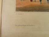 an old book with a picture of a man riding a horse