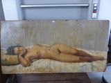 une peinture représentant une femme nue allongée sur un lit