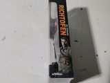 a box with a picture of a man holding a knife