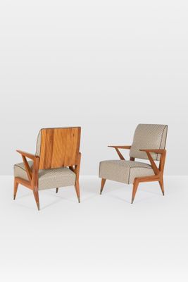 pair of mid century danish lounge chairs in teak and upholstered upholstered