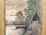 une image d'un tableau représentant un bateau sur l'eau