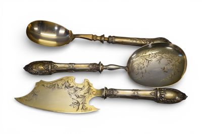 Lot de 3 couverts, manches en argent fourré (poinçon Minerve… - Photo 1