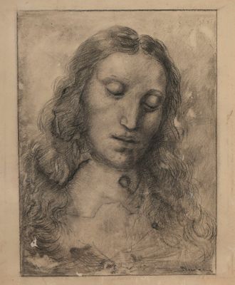 un dessin représentant le visage d'une femme aux yeux fermés