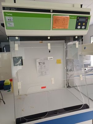 une image représentant un laboratoire avec une paillasse et un écran