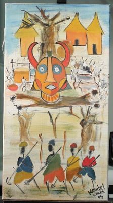 Kambel DIENG (1953). Composition au masque africain.