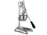 an image of a stainless steel manual juicer on a white background