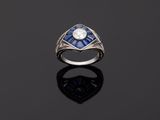 an art deco sapphire and diamond ring