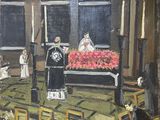 un tableau représentant un prêtre debout devant un autel