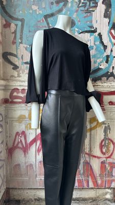 Ensemble T.40 A.VAUTHIER 2 pièces Pantalon Taille Haute Cuir Noir et T - Photo 1