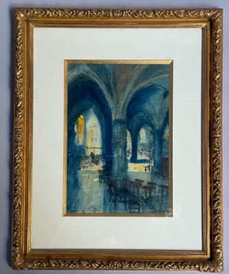 une image représentant un tableau d'une grande pièce avec une table et des chaises